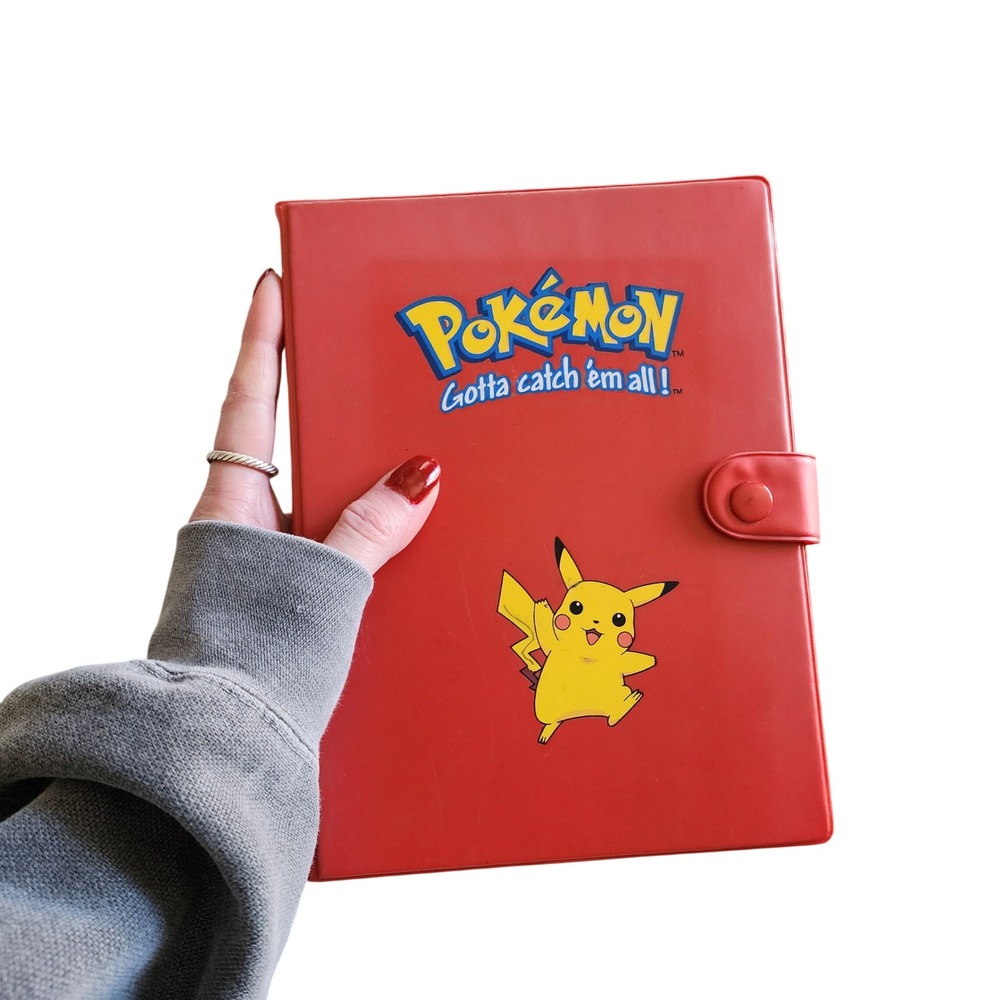 POKEMON Vintage 90s Pikachu Binder Red Snap Case Y2K Collector